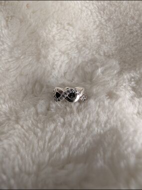 Pandora Silver Infinity Bracelet Charm with Black Stones